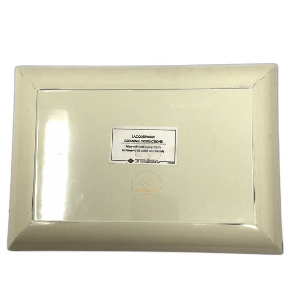 Otagiri Christmas Lacquerware Tray Vintage Sparrow Holly Holiday Trinket Dish - Picture 7 of 9